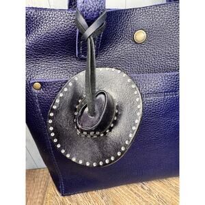 Western Leather Purse Charm Large Black Cowboy Hat Sparkly Bag Charm FAST SHIP